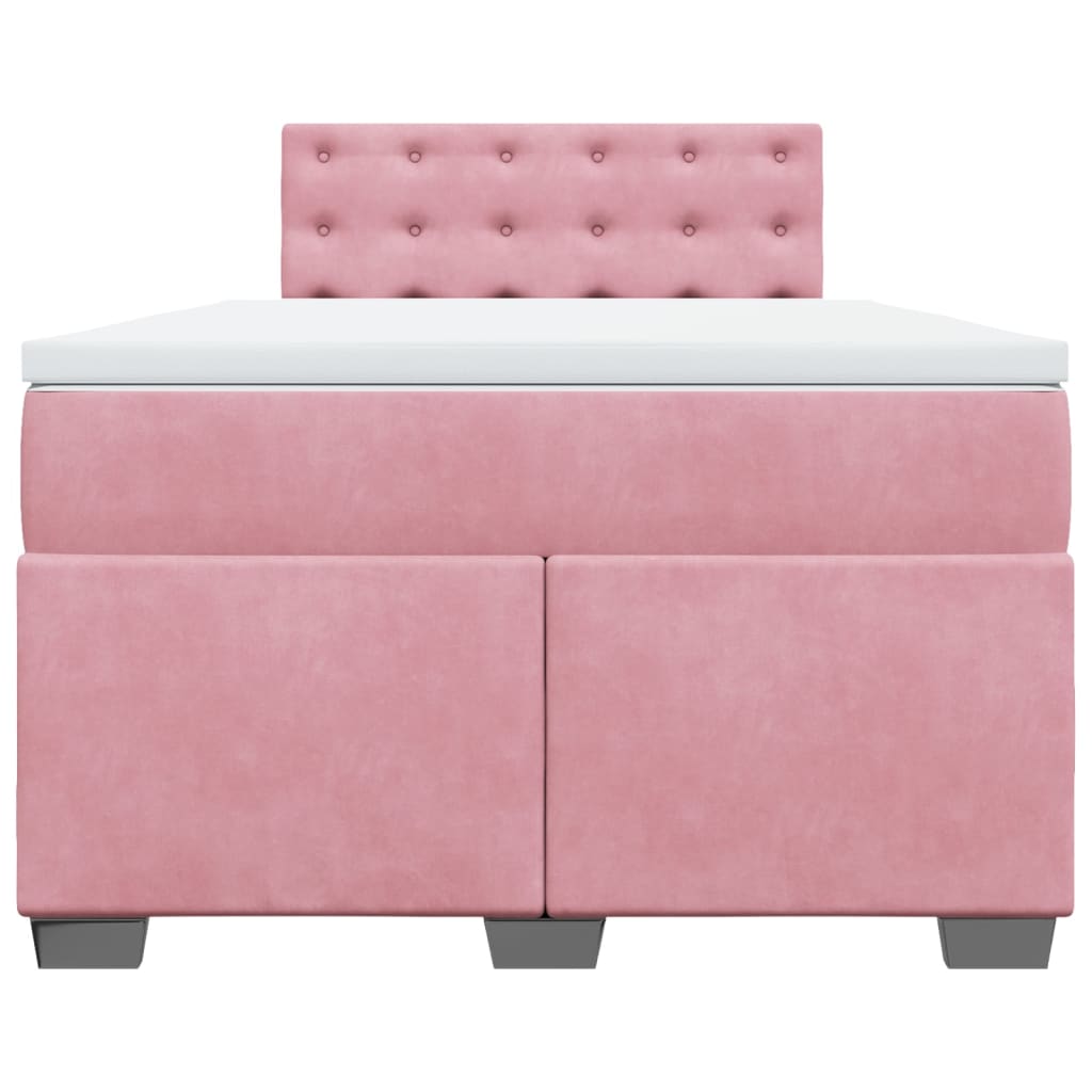 Cama boxspring com colchão 120x190 cm veludo rosa