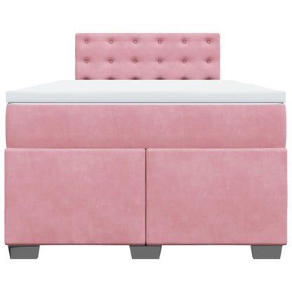 Cama boxspring com colchão 120x190 cm veludo rosa