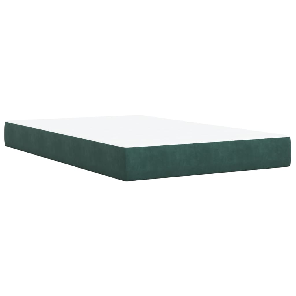 Cama boxspring com colchão 120x200 cm veludo verde-escuro