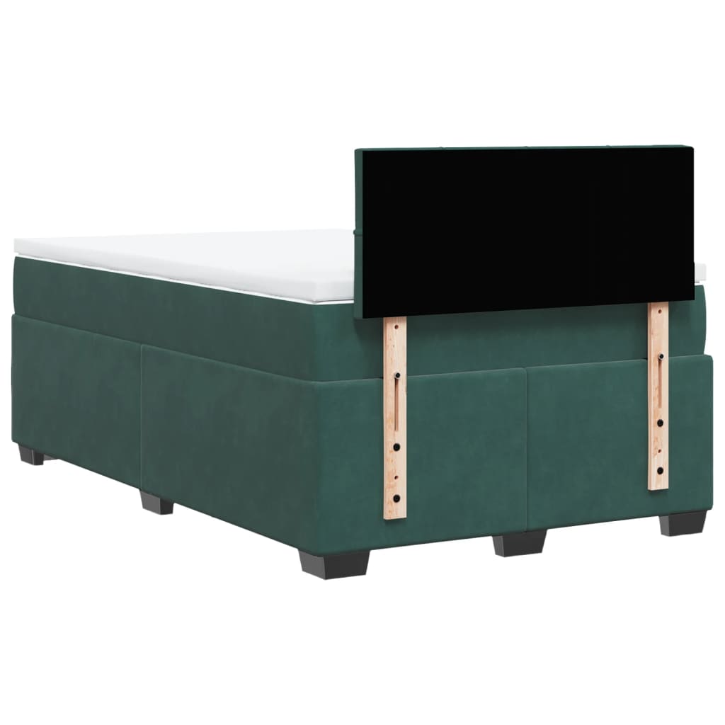 Cama boxspring com colchão 120x200 cm veludo verde-escuro