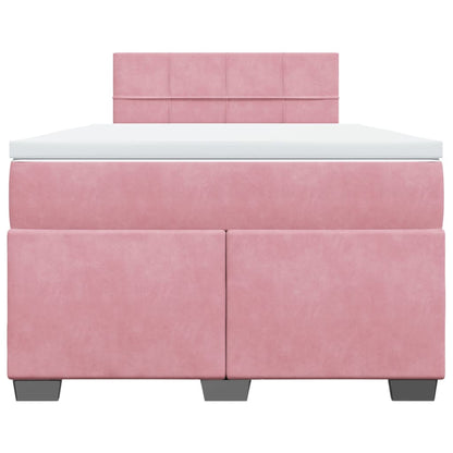 Cama boxspring com colchão 120x200 cm veludo rosa