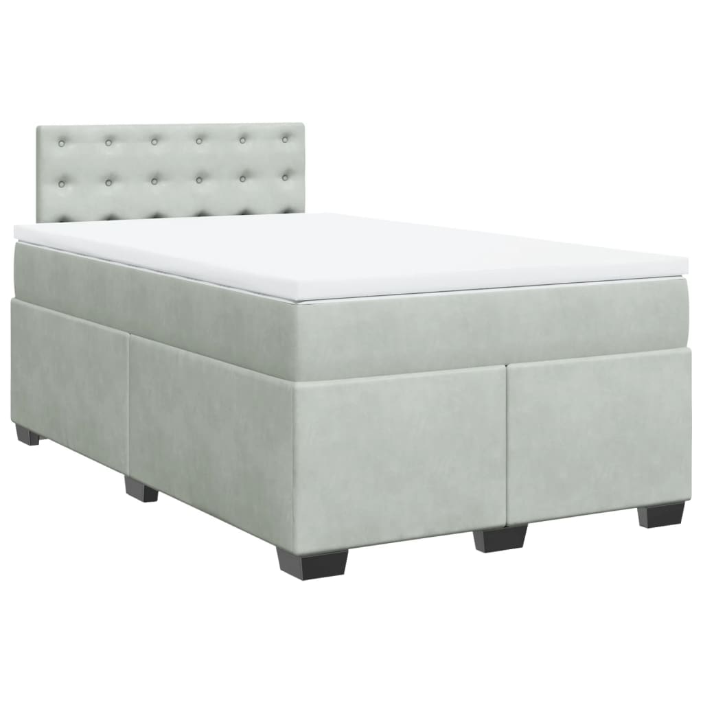 Cama boxspring c/ colchão 120x200 cm veludo cinzento-claro