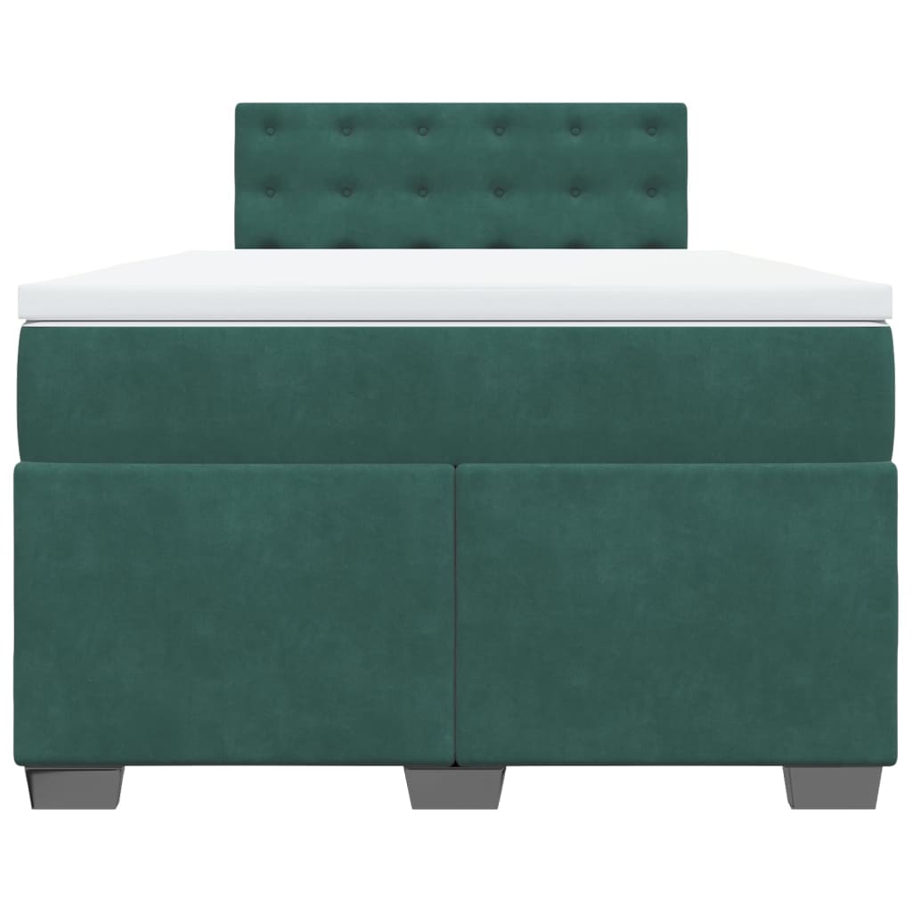 Cama boxspring com colchão 120x200 cm veludo verde-escuro