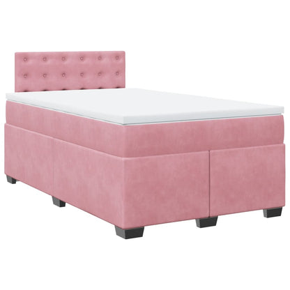 Cama boxspring com colchão 120x200 cm veludo rosa