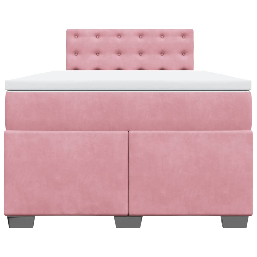 Cama boxspring com colchão 120x200 cm veludo rosa