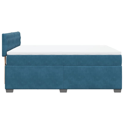 Cama boxspring com colchão 140x190 cm veludo azul