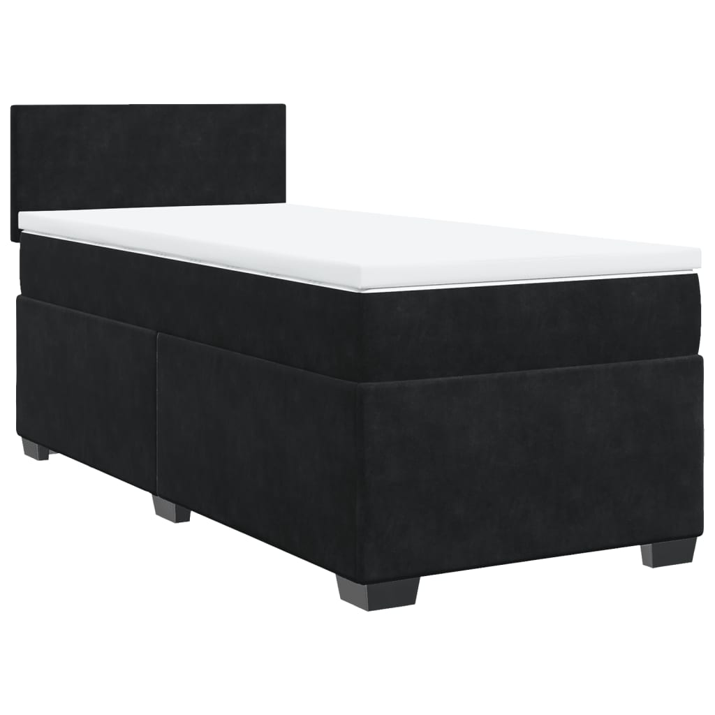 Cama box spring com colchão solteiro veludo preto