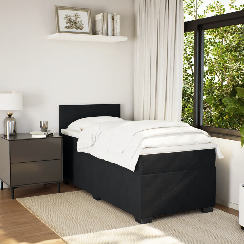 Cama box spring com colchão solteiro veludo preto