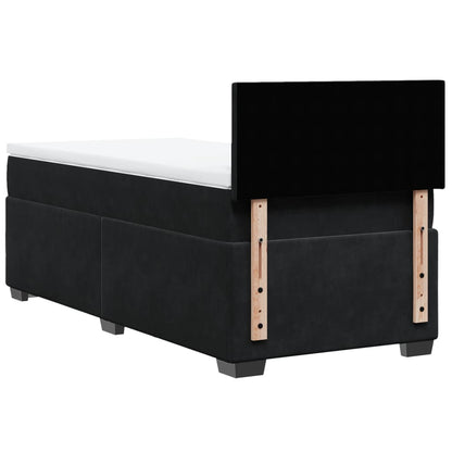 Cama box spring com colchão solteiro veludo preto