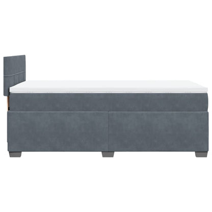 Cama box spring com colchão solteiro veludo cinzento-escuro