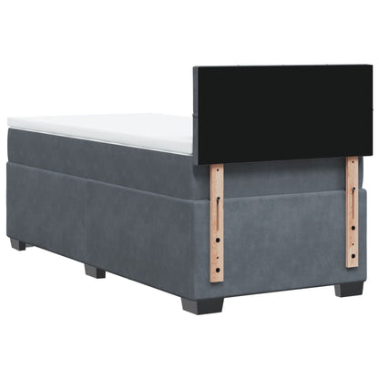 Cama box spring com colchão solteiro veludo cinzento-escuro