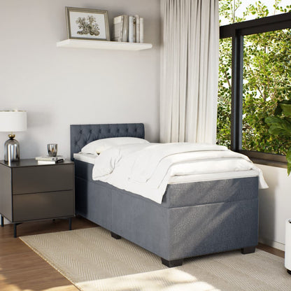 Cama box spring com colchão solteiro veludo cinzento-escuro