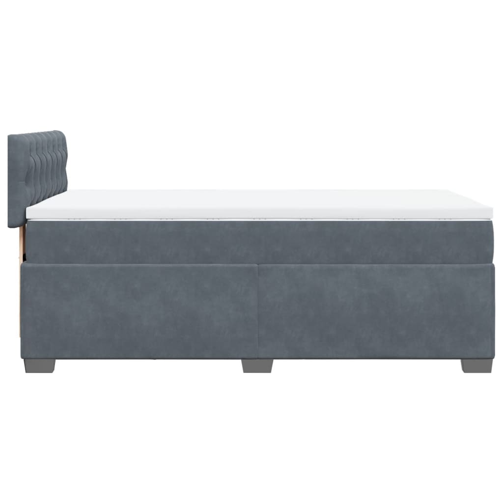 Cama box spring com colchão solteiro veludo cinzento-escuro