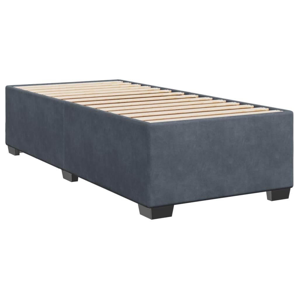 Cama box spring com colchão solteiro veludo cinzento-escuro