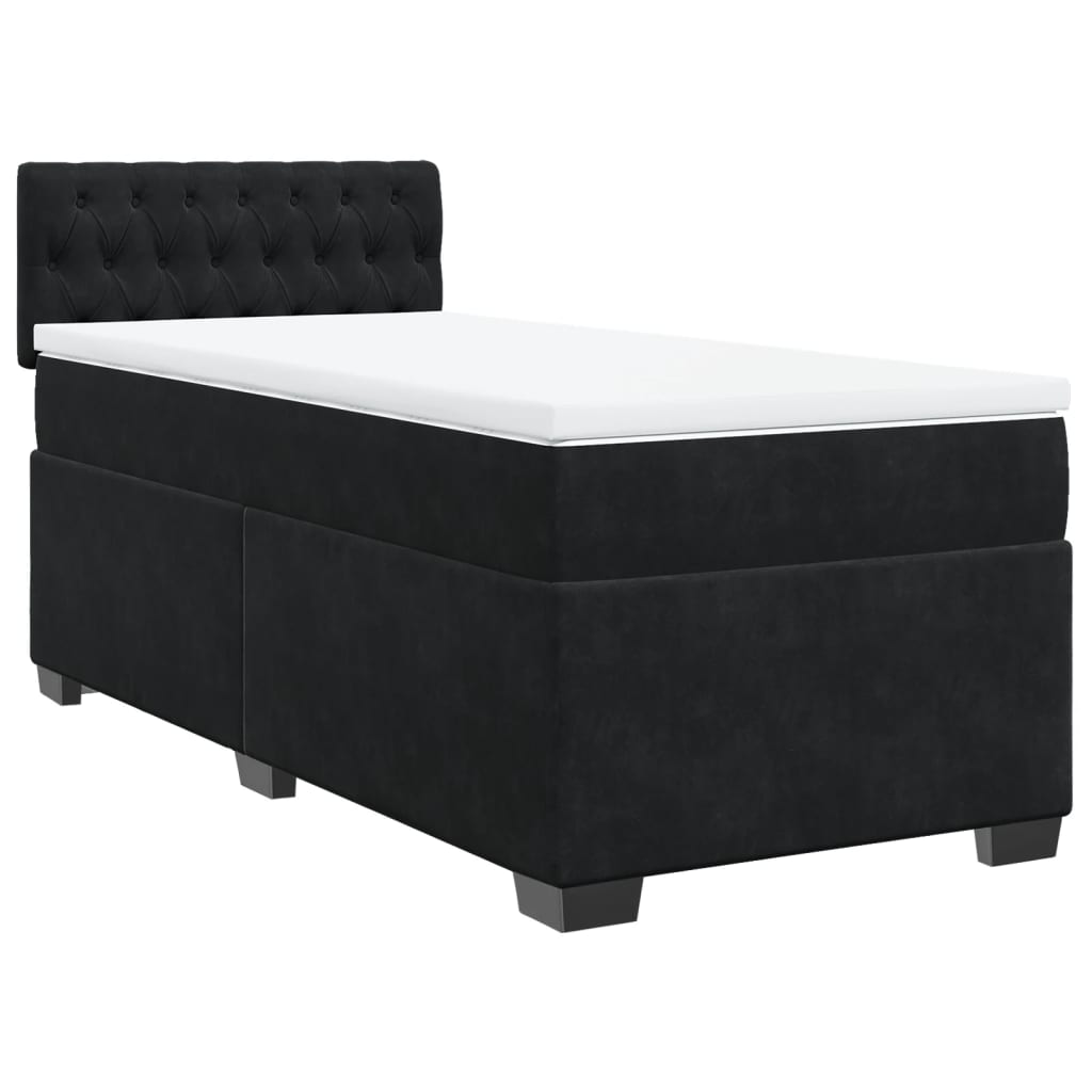 Cama box spring com colchão solteiro veludo preto