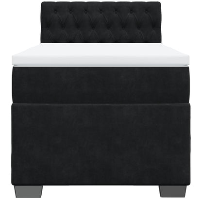 Cama box spring com colchão solteiro veludo preto