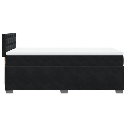 Cama Box Spring com Colchão de Solteiro - Veludo Preto - Com Luzes Led