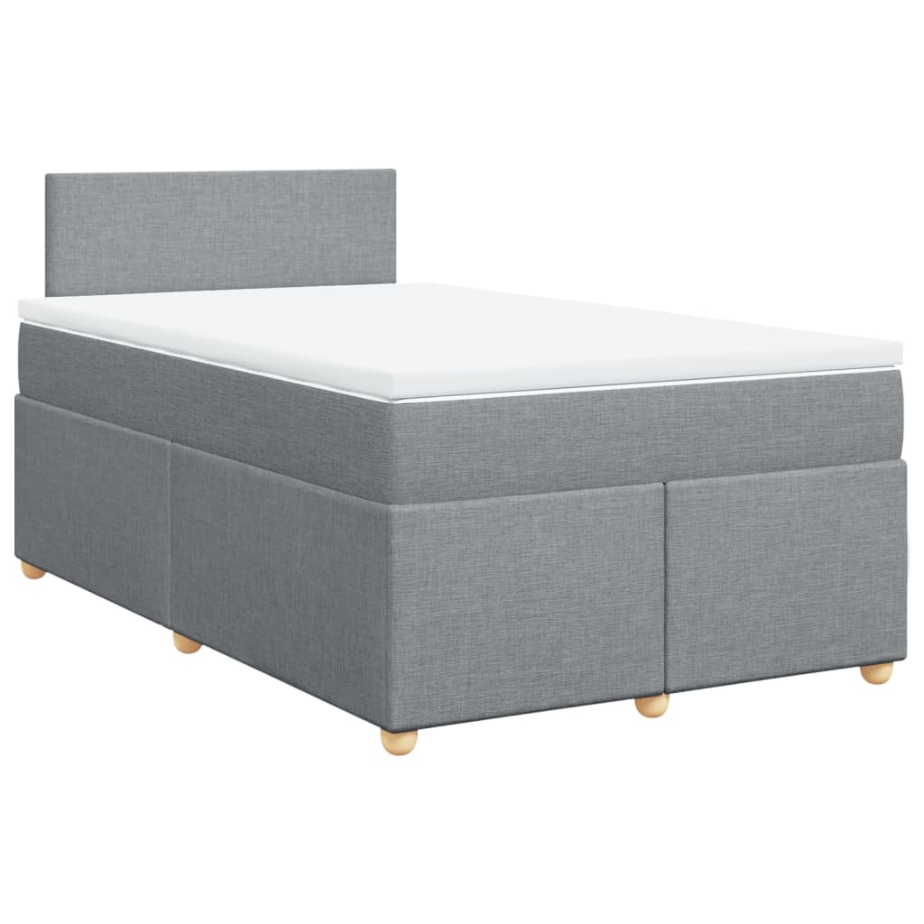 Cama boxspring com colchão 120x190 cm tecido cinzento-claro