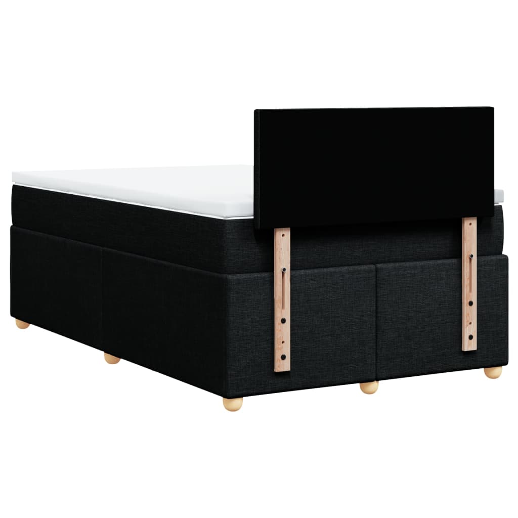 Cama boxspring com colchão 120x190 cm tecido preto