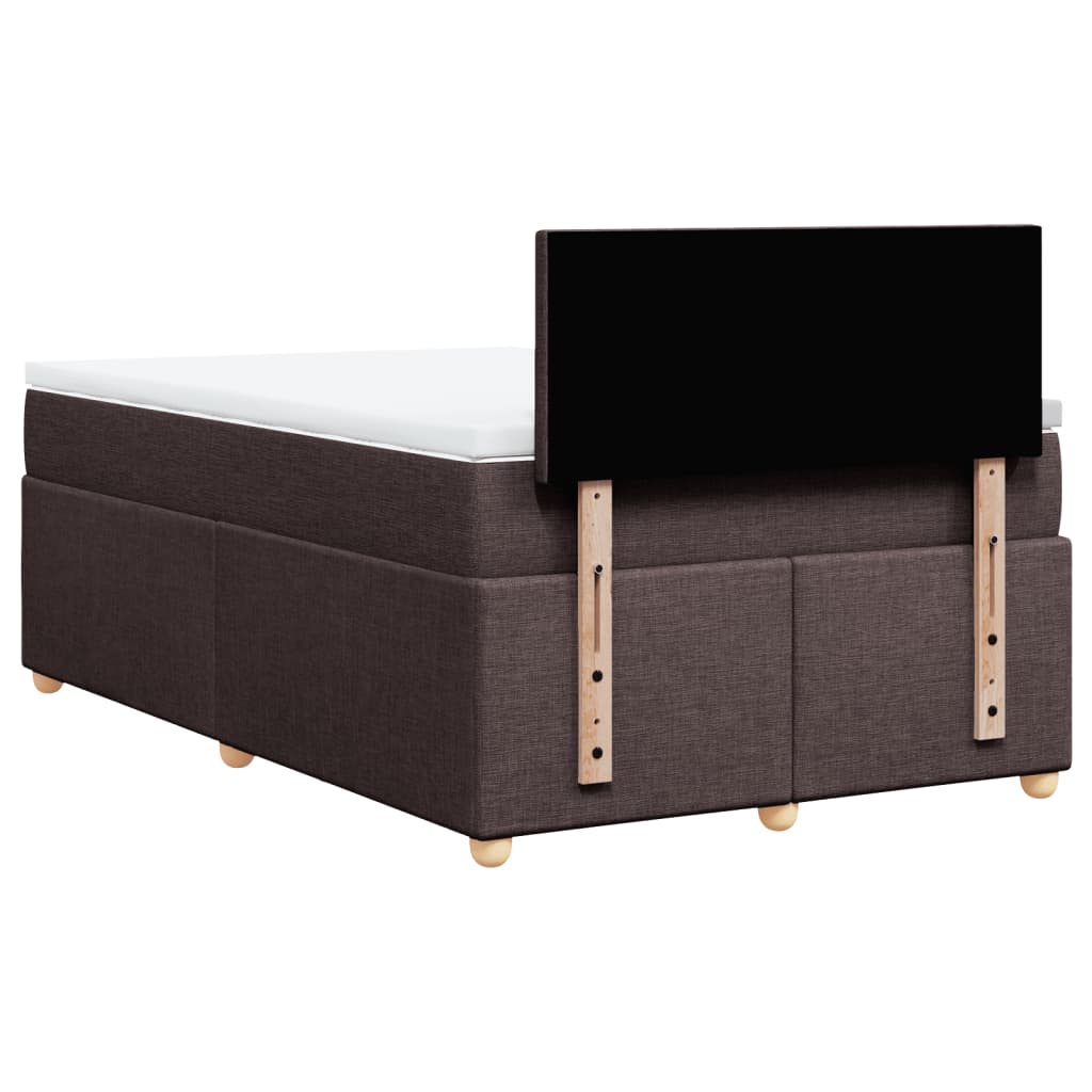 Cama boxspring com colchão 120x190 cm tecido castanho-escuro