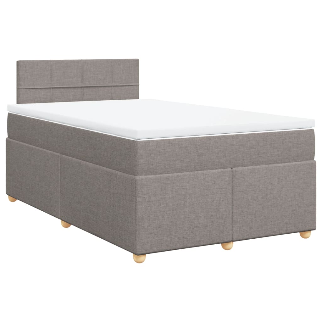 Cama boxspring c/ colchão 120x190cm tecido castanho-acinzentado