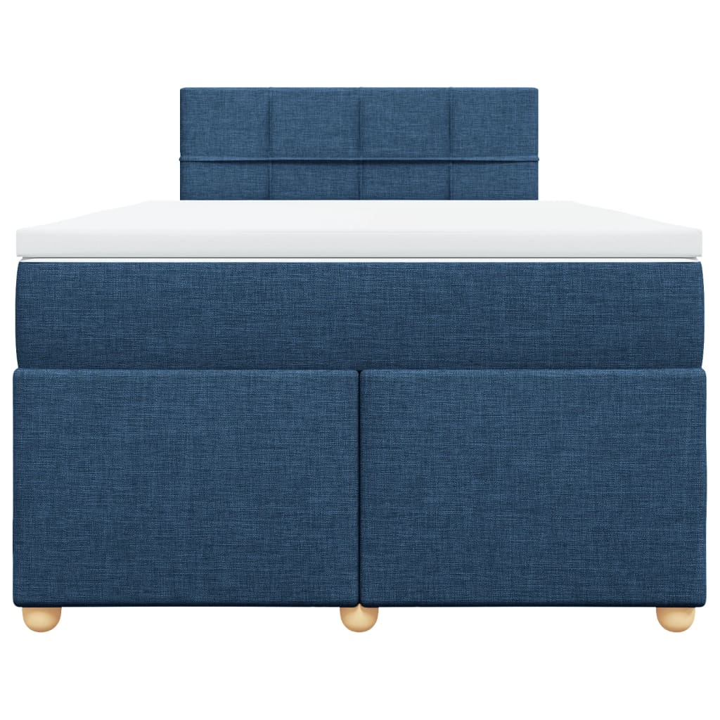 Cama boxspring com colchão 120x190 cm tecido azul