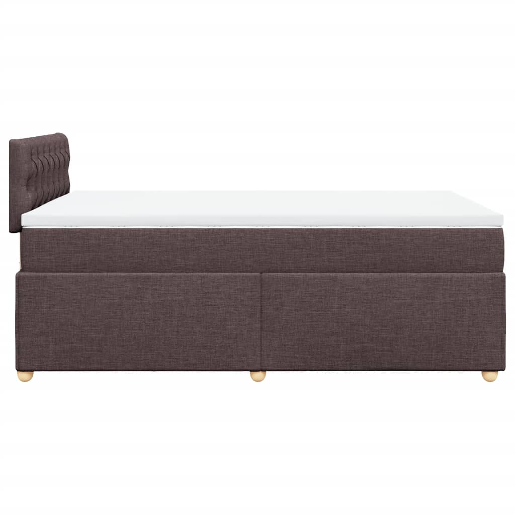 Cama boxspring com colchão 120x190 cm tecido castanho-escuro