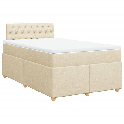 Cama boxspring com colchão 120x190 cm tecido cor creme