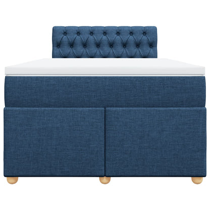 Cama boxspring com colchão 120x190 cm tecido azul