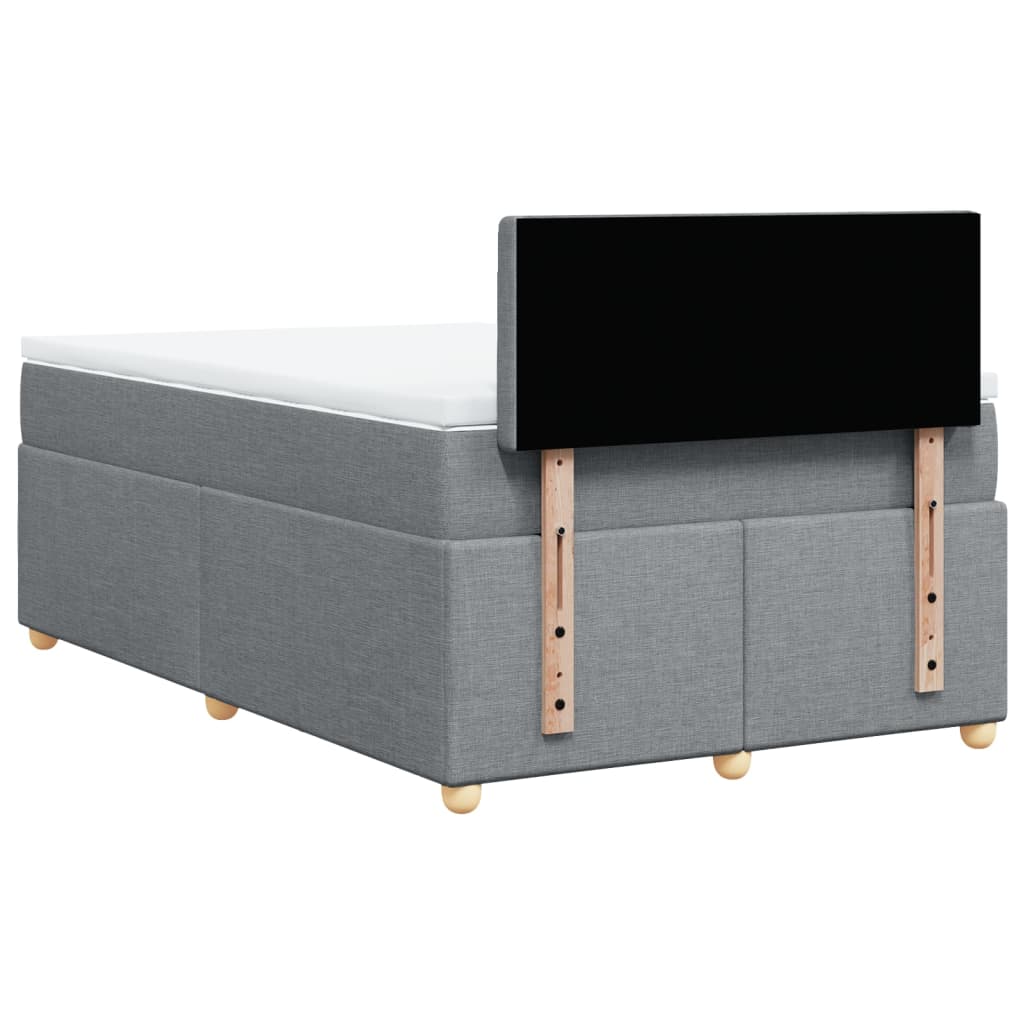 Cama boxspring com colchão 120x190 cm tecido cinzento-claro