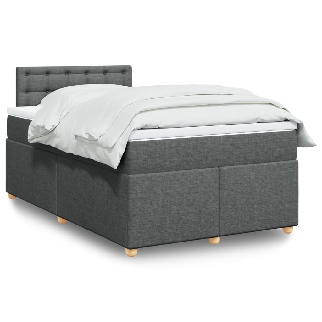 Cama boxspring com colchão 120x190 cm tecido cinzento-escuro