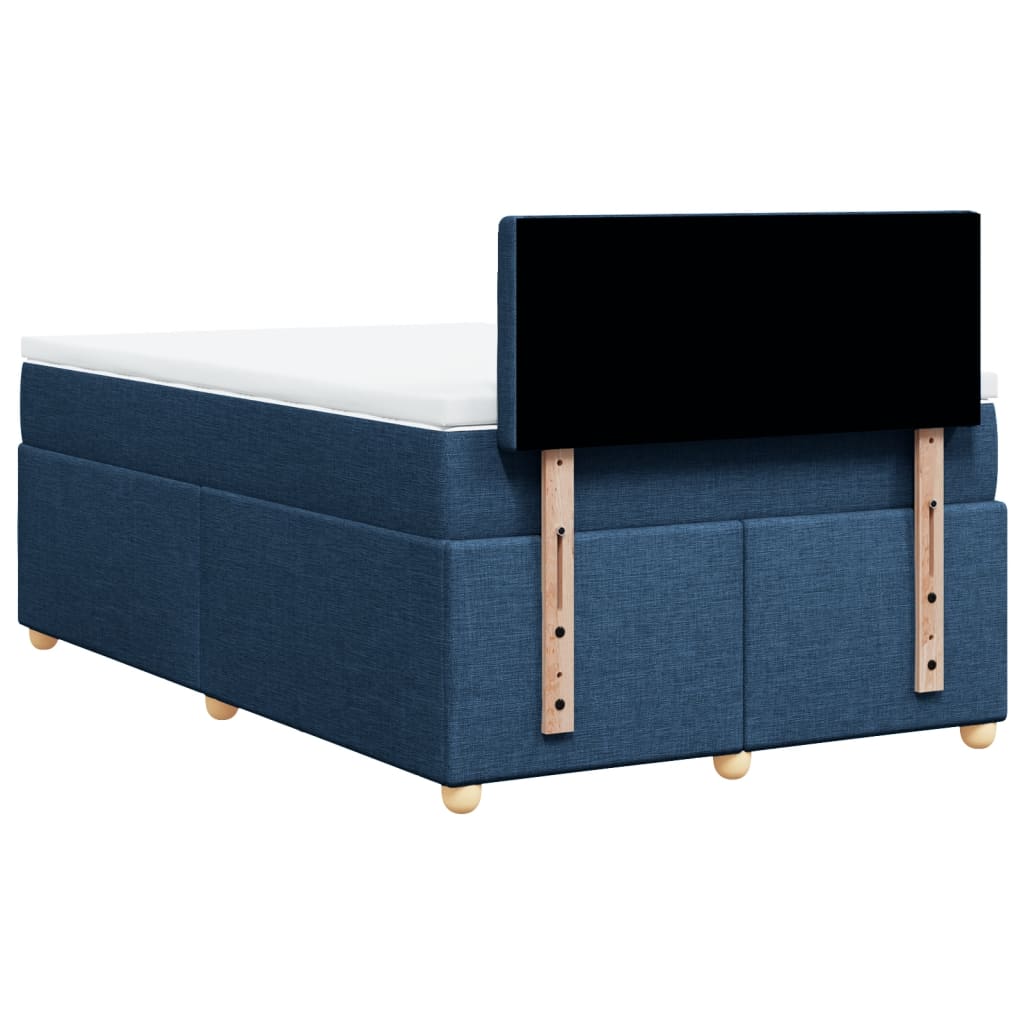 Cama boxspring com colchão 120x190 cm tecido azul