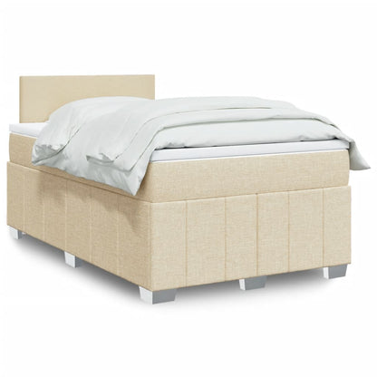 Cama boxspring com colchão 120x190 cm tecido cor creme