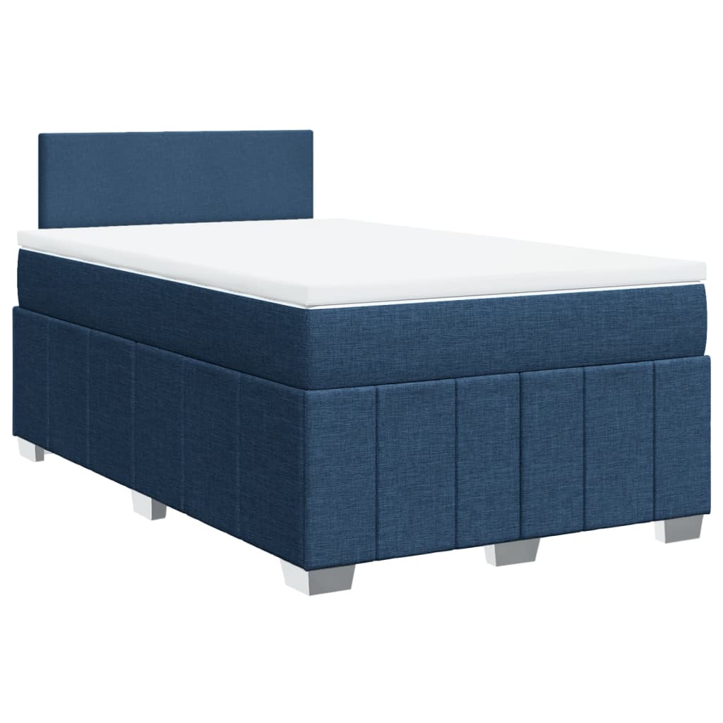 Cama boxspring com colchão 120x190 cm tecido azul