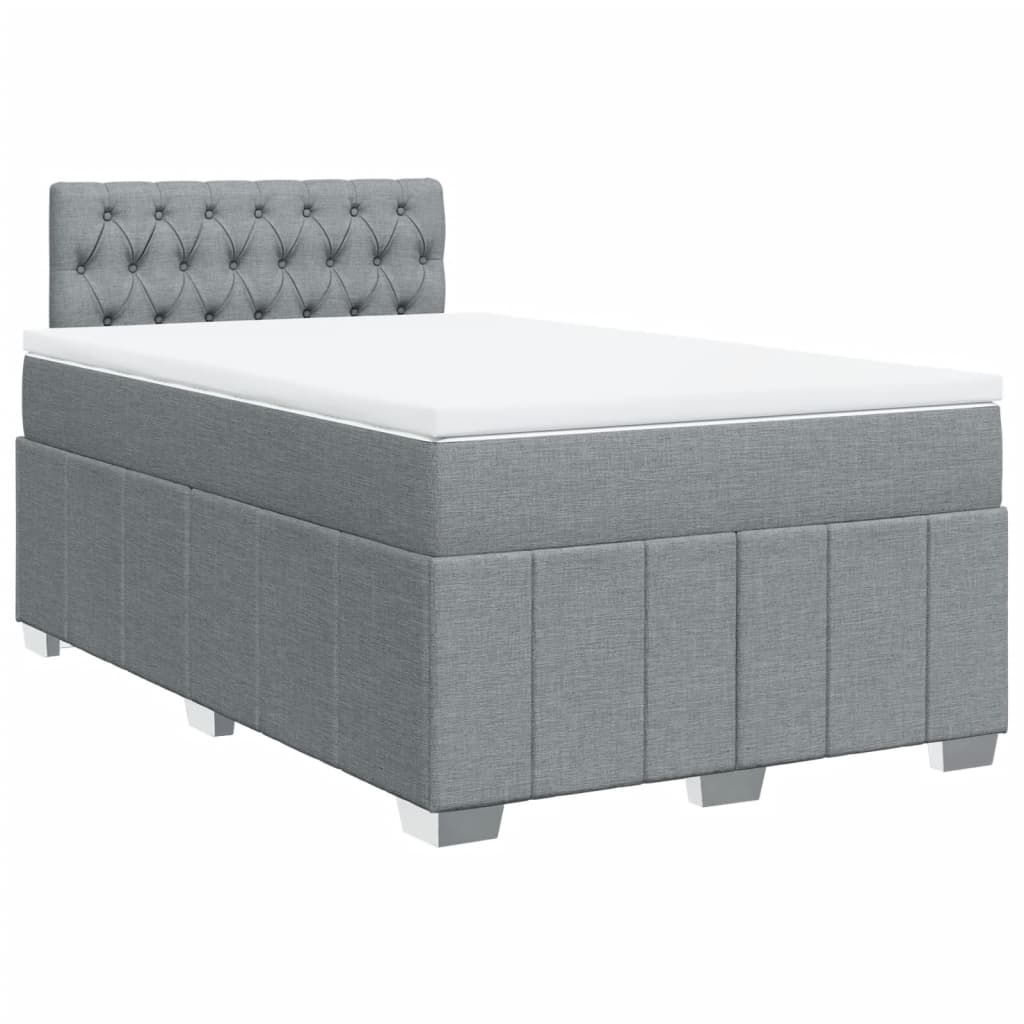 Cama boxspring com colchão 120x190 cm tecido cinzento-claro