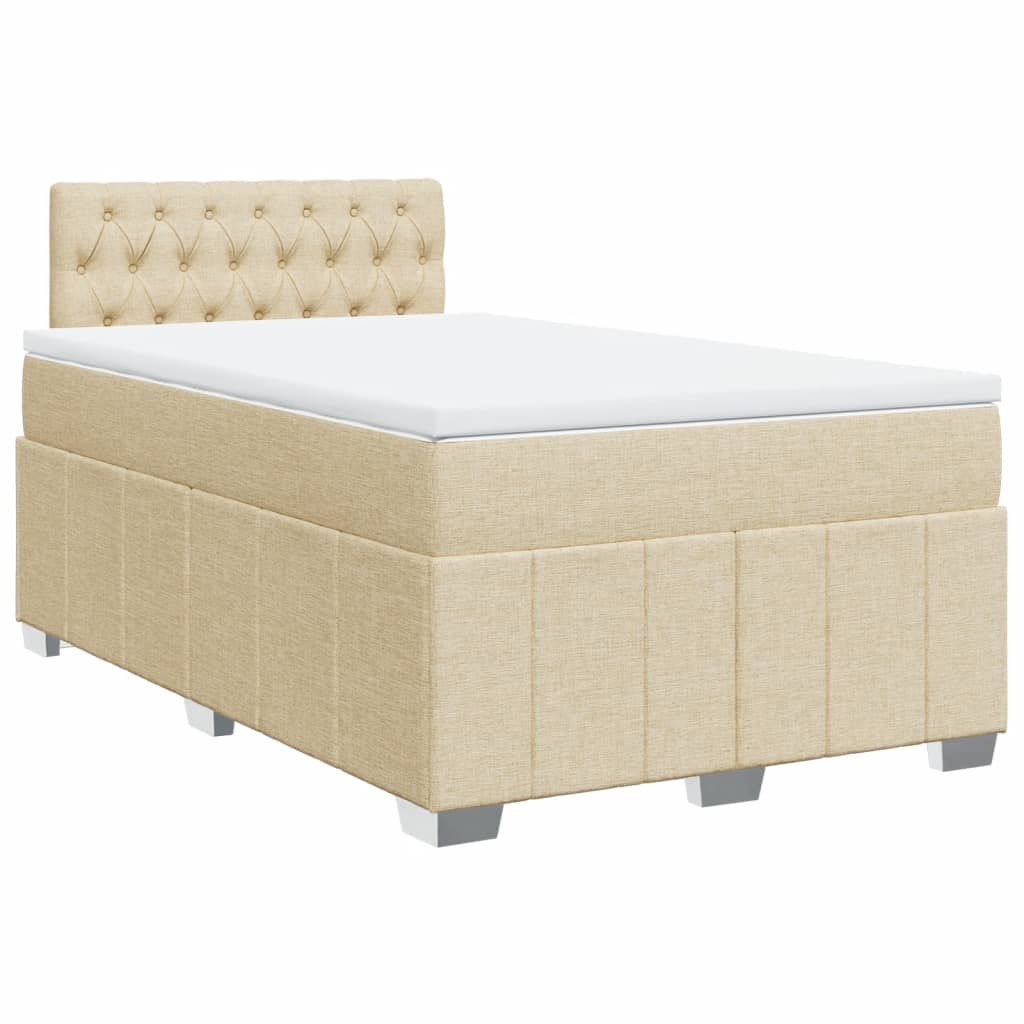 Cama boxspring com colchão 120x190 cm tecido cor creme