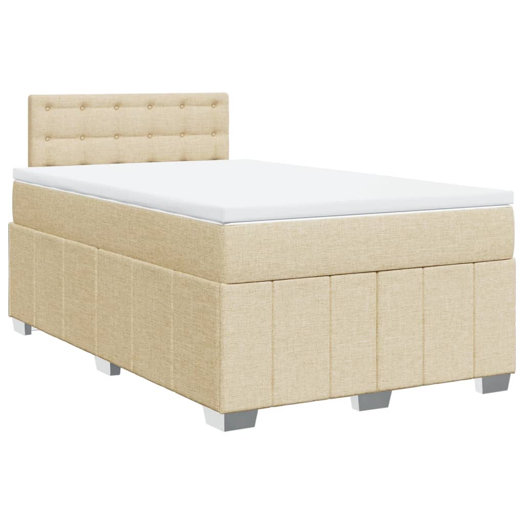 Cama boxspring com colchão 120x190 cm tecido cor creme