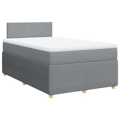 Cama boxspring com colchão 120x190 cm tecido cinzento-claro