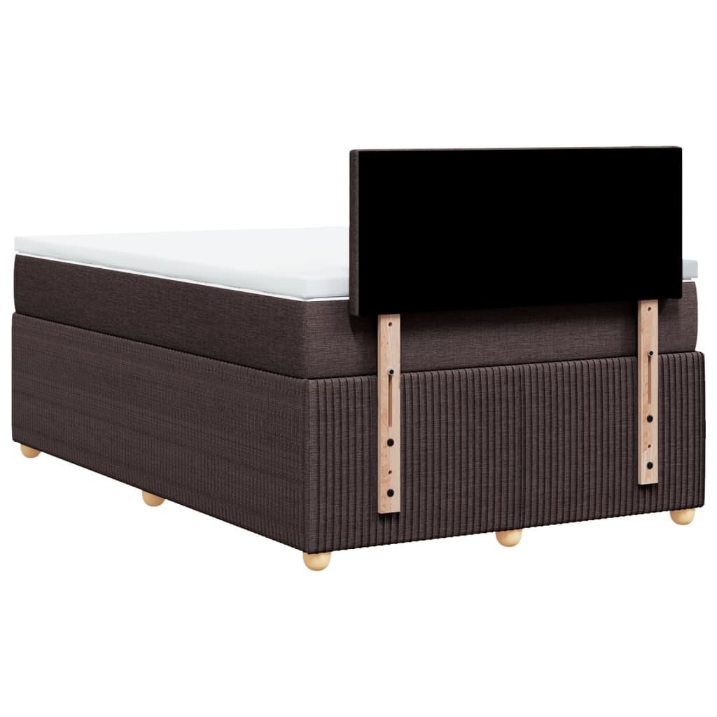 Cama boxspring com colchão 120x190 cm tecido castanho-escuro