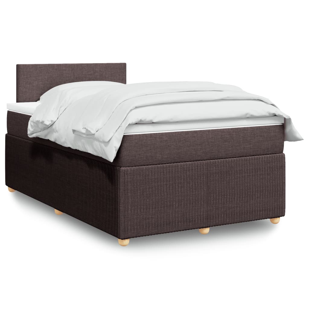 Cama boxspring com colchão 120x190 cm tecido castanho-escuro