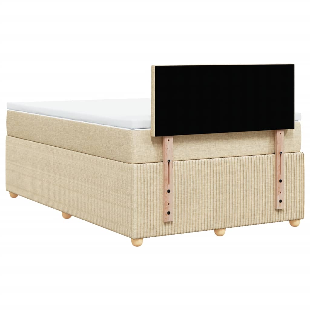 Cama boxspring com colchão 120x190 cm tecido cor creme