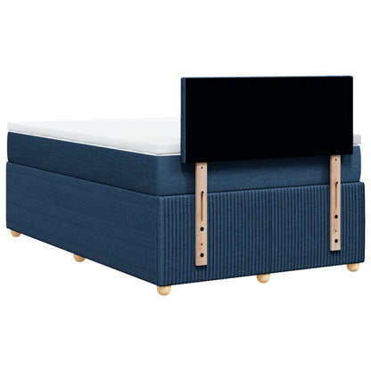 Cama boxspring com colchão 120x190 cm tecido azul