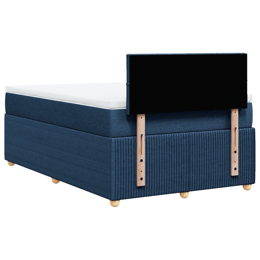 Cama boxspring com colchão 120x190 cm tecido azul