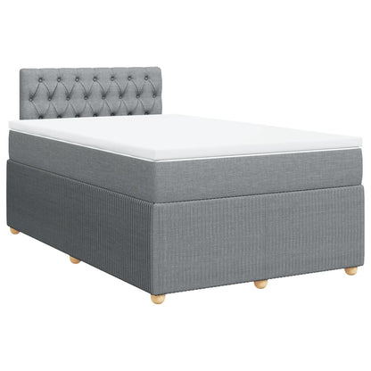 Cama boxspring com colchão 120x190 cm tecido cinzento-claro