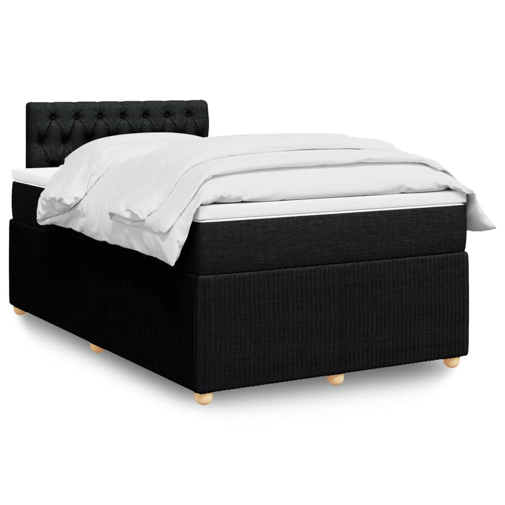 Cama boxspring com colchão 120x190 cm tecido preto