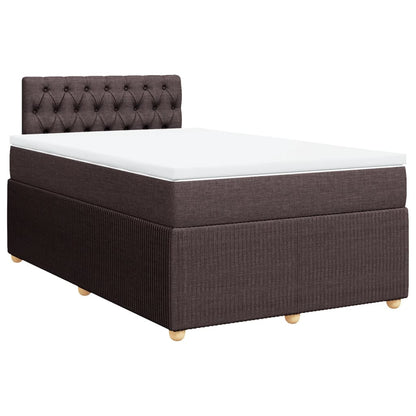 Cama boxspring com colchão 120x190 cm tecido castanho-escuro