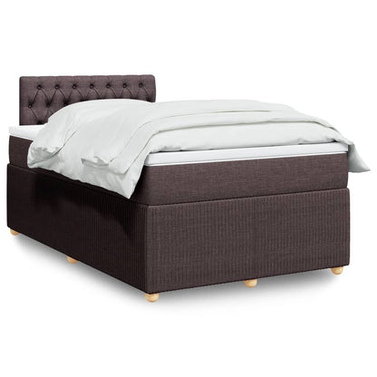 Cama boxspring com colchão 120x190 cm tecido castanho-escuro