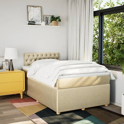 Cama boxspring com colchão 120x190 cm tecido cor creme