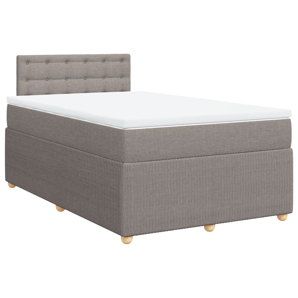 Cama boxspring c/ colchão 120x190cm tecido castanho-acinzentado