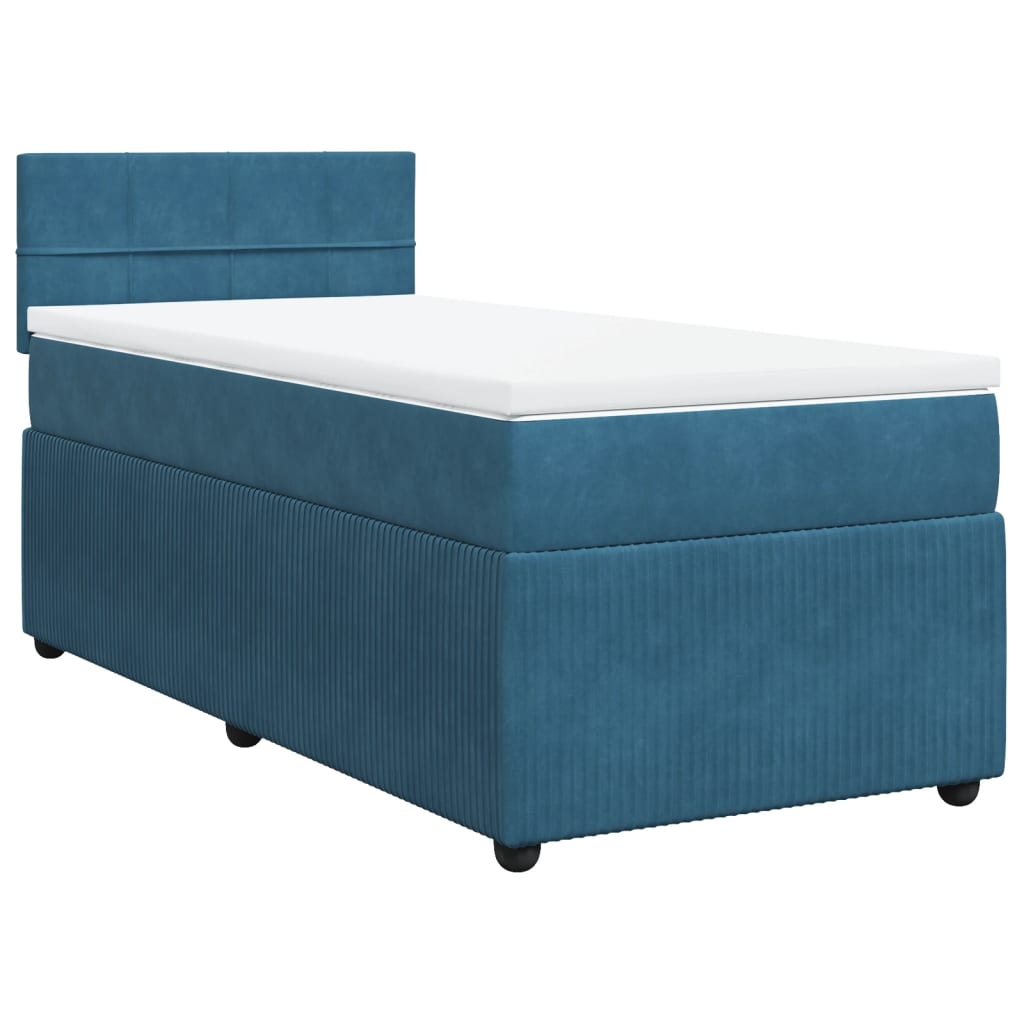 Cama boxspring com colchão 80x200 cm veludo azul